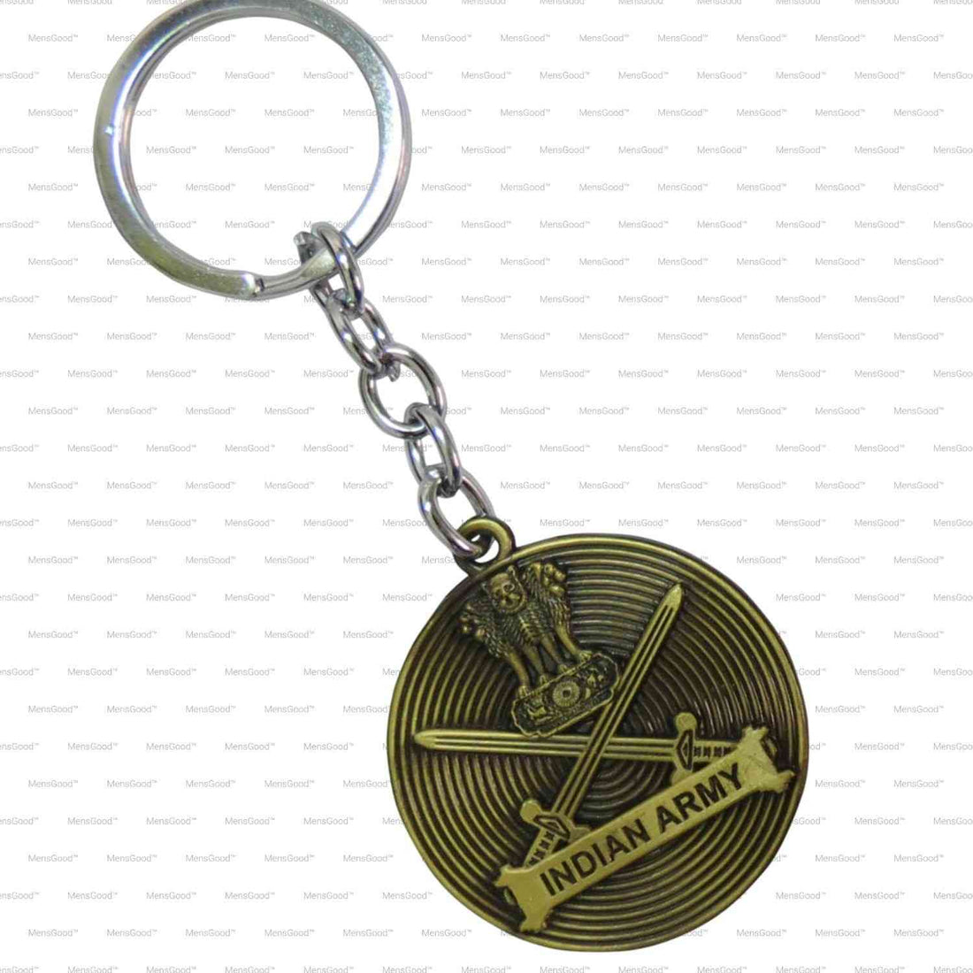 Keychain with Indian Army emblem on a white background