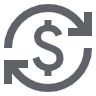 Icon of a dollar sign with circular arrows, representing money circulation or exchange.