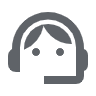 Icon of a person wearing headphones with a speech bubble, indicating communication or listening.